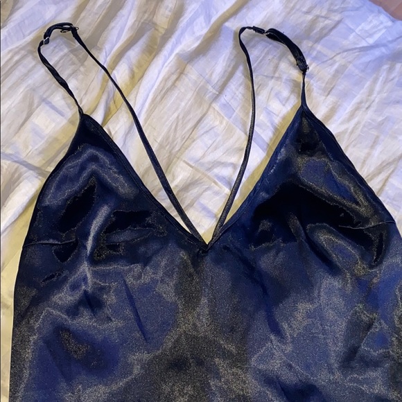 Satin black slip dress - Picture 2 of 3